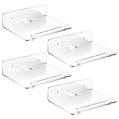 4 Acrylic Floating Wall Shelves Clear Hanging Bookshelf for Kids with Removable Lip and Cable Hole Hang Wall Display