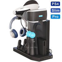 PS4 PRO Slim PSVR Charging Stand 4 Charger Dock 2 Cooling Fan Headset Holder 4 USB for Play Station PS 4 VR Console &amp; Controller