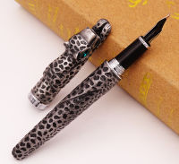 Luxury Jinhao โลหะสีเทา Fountain ปากกาการประดิษฐ์ตัวอักษร Bent Nib Panther ประณีตขั้นสูงการเขียนของขวัญปากกาสำหรับธุรกิจ Office