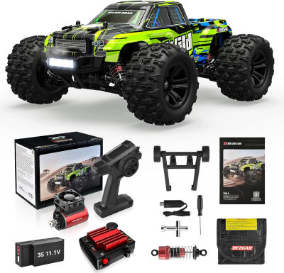 BEZGAR HP161S 1:16 4WD Brushless RC Car-3S Battery High Speed Max 68KM/H | Fast RC Cars for Adults | Off-Road 3S Brushless High Speed RC Cars for Adults | Hobby Grade RTR RC Vehicles All Terrain Green