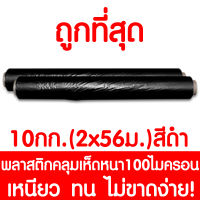 พลาสติกคลุมเห็ด ผ้ายางคลุมเห็ด คลุมพื้น ก่อสร้าง LDPE 10กก. 2x56เมตร (หนา100ไมครอน) สีดำ 1ม้วน