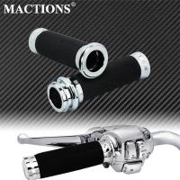 25mm Motorcycle 1 Electronic Hand Grips Handle Bar Chrome For Harley Dyna Softail Fat Boy Touring Road King Street Glide CVO