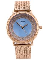 นาฬิกาผู้หญิง Guess Willow Blue Dial Rose Gold Stainless Steel Ladies Watch W0836L1