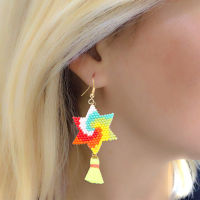 Romantic Colorful Star Tassel Earrings for Women Sweet Miyuki Rice Bead Hoop Earring Dating Jewelry  Trend Friends Girl Gift