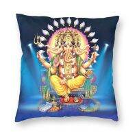 xzx180305   ช้าง Lord Ganesha สแควร์ Pillowcover ตกแต่ง Hindu พระเจ้าพระพุทธรูปรูปปั้นหมอนอิงโยนหมอนสำหรับโซฟาพิมพ์