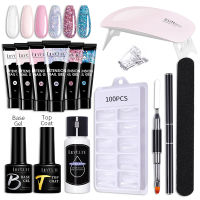 LILYCUTE Nail Extension Gel Manicure Set 6W UV LED Lamp With Soak Off Slip Solution แปรงทาเล็บฝรั่งเศสเล็บ Art Tool Kit