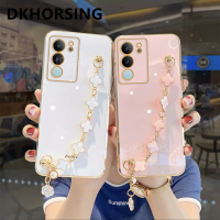 DKHORSING ปลอกอ่อนวิโว V29 5ก. เคสมือถือชุบโลหะ VIVOV29พร้อมแผ่นหลังสร้อยข้อมือโคลเวอร์ชุบเคลือบผิวด้วยไฟฟ้า V29วีโว่5ก.