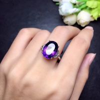 Natural amethyst ring new cut beautiful fire beautiful color 925 silver unique gem