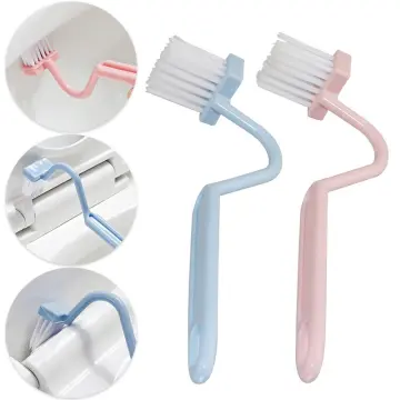 Toilet Rim Edge Brush, Curved Handle Bow-shape Cleaning Brush