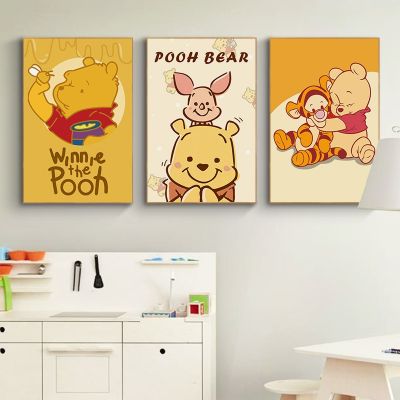 ภาพวาดผ้าใบการ์ตูน-Winnie The Pooh And Tigger Anime Movie Posters Wall Art Pictures For Living Kids Home Room Decor - High Quality Print