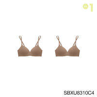 ( Set 2 ชิ้น ) Sabina เสื้อชั้นใน Invisible Wire (ไม่มีโครง) Seamless Fit รุ่น Pretty Perfect รหัส SBXU8310 สีเนื้อแทน