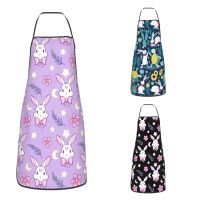 Custom Bib Sakura Bunny Pattern Apron Men Women Unisex Adult Chef Kitchen Cooking Animal Rabbit Tablier Cuisine Gardening