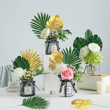 Artificial Tropical Palm Leaves Hawaiian Luau Safari Jungle Party Decoration  Summer Wedding Birthday Home Table Decor Fake Plant