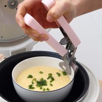 Folding Stainless Steel Hot Bowl Spoon Utensil Holder Dish Clamp Pot Pan Gripper  Silicone Handle Kitchen Tool Organizer Other Specialty Kitchen Tools