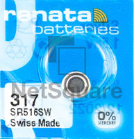 Renata 317 SR516SW Battery แบตเตอรี่ ถ่านกระดุม [1 ก้อน]