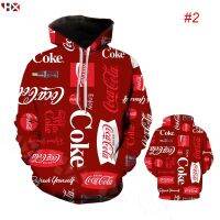 COD jb2763 HX โคคา-โคล่า Coca-Cola 3D พิมพ์ Hoodies ลำลองแขนยาวแฟชั่นเสื้อคลุมด้วยผ้า