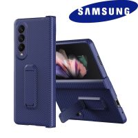 เคสโทรศัพท์ Samsung Galaxy Z Fold 4 5G พร้อมบานพับป้องกัน, Z Fold3 Fold2 เคสคาร์บอนไฟเบอร์บางเฉียบ Kevlar พร้อมขาตั้งป้องกันลายนิ้วมือ - 5 สี