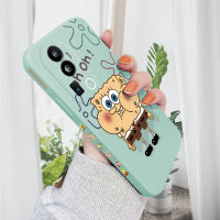 HP เคสสำหรับ OPPO Reno10 Pro + 5G เคสสี่เหลี่ยมการ์ตูน SpongeBob การออกแบบเคสโทรศัพท์ดีไซน์ด้านข้างรูปแบบขอบสี่เหลี่ยมของเหลวปลอกซิลิโคนเคสป้องกันทนแรงกระแทกกล้องคลุมทั้งหมด