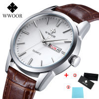 WWOOR Leather Mens Watch Top Brand Luxury Date Waterproof Watches Mens 2021 Casual Quartz Wrist Watch For Men Relogio Masculino