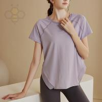 ☋◘ Aiden001 Loose Short-Sleeved Yoga Female Quick-Drying Sports T-Shirt Professional Breathable Running Training Fitness Clothing Top ART988