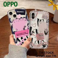 เคสโทรศัพท์ TPU ใส แบบนิ่ม สําหรับ Oppo A17 A57 A16 A76 A17K A15 A3s A5s A5 A9 A95 A1K A77s A77 A7 Realme 5i 6i 7i 8i 9i กราฟฟิตี้สีชมพูดำ Airbag Case