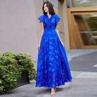 Chiffon dress womens 2023 new summer high-end sense long temperament big swing beach skirt dress