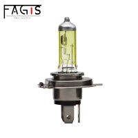 Fagis 2ชิ้น H4 9003 HB2 12V6055วัตต์ P43T ไฟสีเหลืองรถไฟหน้าอัตโนมัติไฟตัดหมอกหลอดฮาโลเจน