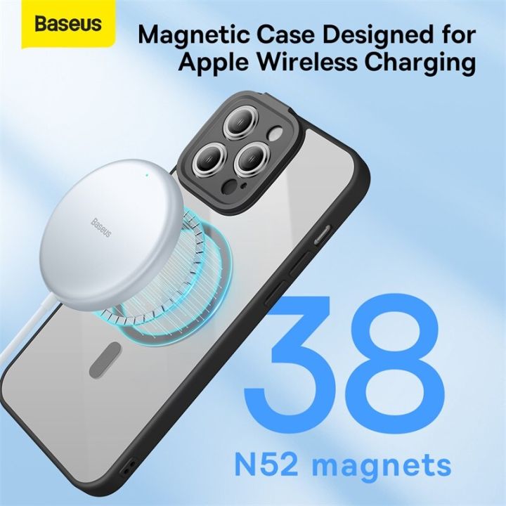 สินค้าใหม่ในสต็อก-baseus-กรณีโทรศัพท์แม่เหล็กสำหรับ-iphone-14-pro-max-2022ใหม่กันกระแทกเคสใสแม่เหล็กปกหลัง-f-undas