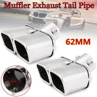 2X 62MM/2.5Inch Dual Outlet Car Exhaust Tip Stainless Steel Slant Rolled Edge Auto Muffler -Silencer Tip Pipe Covers