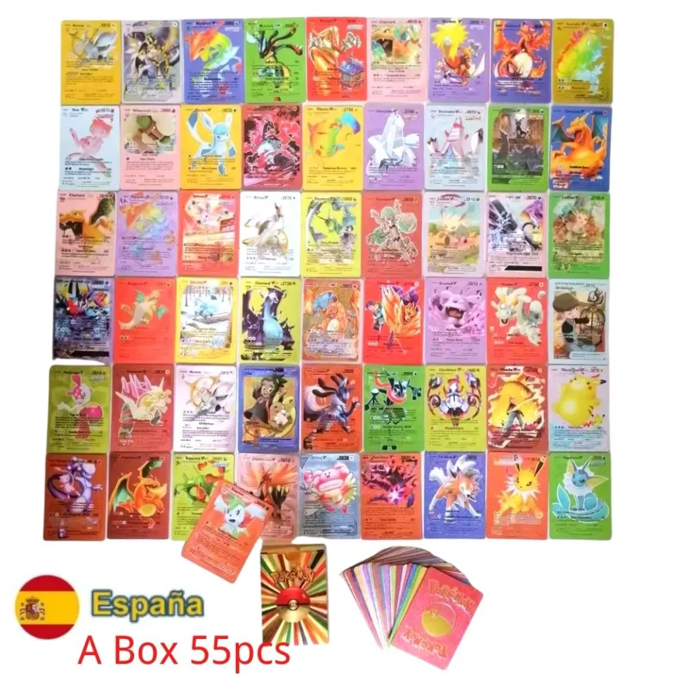 Cheap 2023 27-55 Cartas Pokemon Cards Gold Card V Vmax Spanish Pokemon Card  Golden Kids Game Collection Cards Christmas Gift