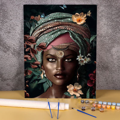 African Woman DIY Painting By Numbers Kit Acrylic Paints 50*70 Paiting By Numbers Decoration For Children Handicraft Art