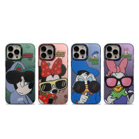 Sarung Dof แว่นตากันแดดสำหรับไอโฟน11 12 13 14 Pro Max Mickey Minnie 14 Plus ฝาหลังคู่เคสโทรศัพท์กันกระแทก