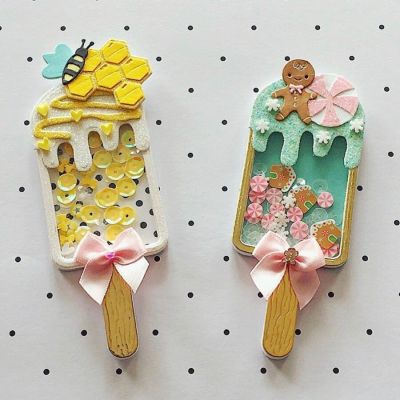 KSCRAFT Cute Popsicle Shaker Metal Cutting Dies Stencils for DIY Scrapbooking Decorative Embossing DIY Paper Cards  Scrapbooking