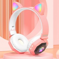 Wireless Headphone Cute Cat Ear Bluetooth Headset RGB Stereo Music Helmet Mobile Phone with Microphone Earphone Children Gift