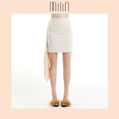 [MILIN] Straight line mini skirt with side ruffle กระโปรงสั้น ทรงตรง แต่งระบายข้าง Kara Skirt
