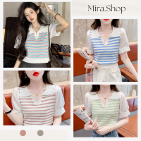 Mira_shop หวานใจน้อย เจี๊ยบร้อน รุ้ง เสื้อถักผู้หญิง 01053#