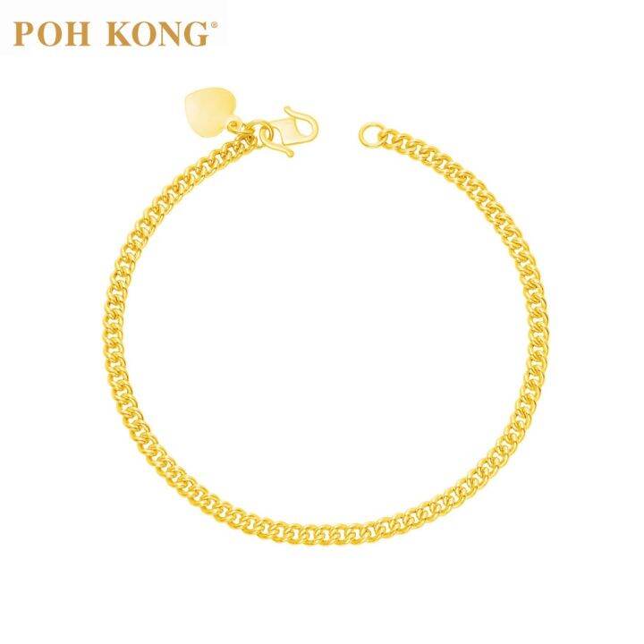 POH KONG 916/22K Yellow Gold Single Curb Bracelet Lazada