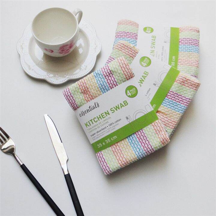 4pcs-34x34cm-double-sided-absorbent-kitchen-swab-dish-cloth-non-stick-oil-wipes-scouring-pad-cotton-towels