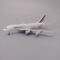 เครื่องบินแอร์ฟรงซ์แอร์ฟราซ์แอร์บัสโลหะอัลลอยขนาด20ซม. 380 A380สายการบินเครื่องบินจำลองหล่อชุดเกียร์ลงจอดแบบจำลองเครื่องบิน