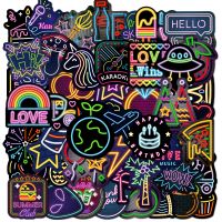 【LZ】◐❉  Cool Neon Graffiti Sticker Pack para crianças adolescentes adultos garrafa laptop telefone Meme Scrapbook bagagem skate PC decalques 50pcs