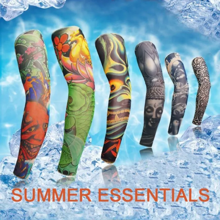 1-2pcs-tattoo-flower-arm-summer-sun-riding-sleeve-cooling-arm-sleeves-outdoor-sport-uv-arm-protective-cover-cycling-equipment