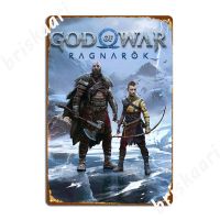 Wanghuilishop God Of War Ragnarok Poster-แผ่นโลหะสไตล์วินเทจสำหรับห้องครัวห้องนั่งเล่นและโฮมเธียเตอร์