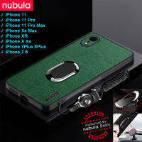 NUBULA เคสสำหรับ iPhone 11 Pro Max Ip Xs Max ผิวเปลือกไม้ให้ความรู้สึกเหมือนหนัง Hp iPhone X Xr เคสกันกระแทกมือถือฟรีที่ยึดโทรศัพท์ในรถเชือกเส้นเล็กฝาหลังสำหรับ iPhone 7 8 Plus 8 P 7P