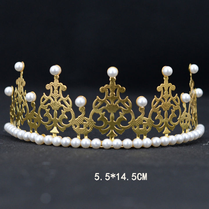 iron-sheet-crown-decoration-half-crown-tiara-pearl-crown-cake-topper-half-crown-hair-clip-korean-iron-sheet-crown