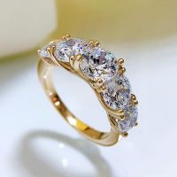 IOGOU หรูหรา3.6CTTW ทั้งหมด Moissanite แหวนแต่งงาน5หินประกายเพชรหมั้นวง925เครื่องประดับเงินสเตอร์ลิงสำหรับผู้หญิง