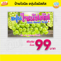 ป้ายไวนิลองุ่นไซมัสคัสV1 (Shine Muscat Grape) ป้ายทนแดด กันน้ำ ภาพคมชัด สีสวยสดใส พร้อมใช้งาน