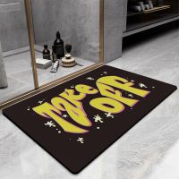 Super Absorbent Bathroom Mat Non-Slip Diatom Mud Toilet Pad Letter Print Quick-Drying Floor Mat Bath Mat