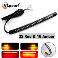 NLpearl ยืดหยุ่นไฟ Led สากลรถจักรยานยนต์48led ไฟเบรกหยุดสัญญาณเลี้ยว Led ป้ายทะเบียนรถ Strip สีแดอำพัน12V