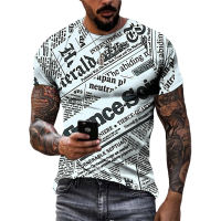 New Creative Design Retro Old Newspapers graphic t shirts Summer Fashion Men Vintage haruku streetwear 3D Printing O-neck Tees