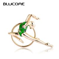 Blucome Red Enamel Gymnastics Dancing Girls Brooch Gold-color Pins Brooches Girls Kids Collar Suit Scarf Accessories Jewelry Headbands